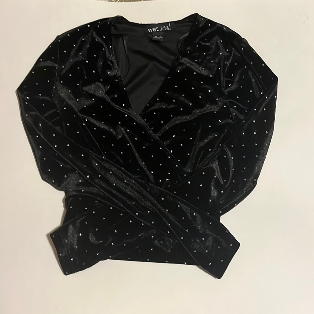 Long Sleeve Black Sparkly Top